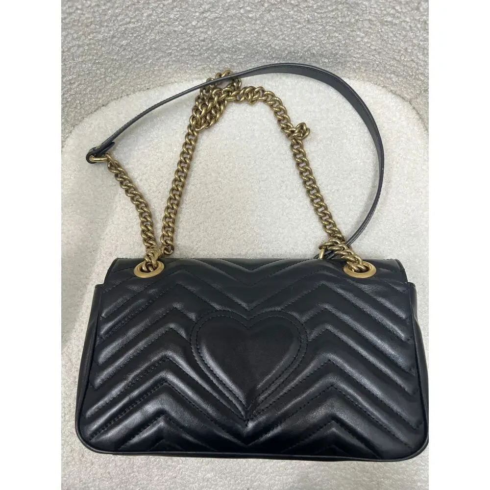 Gucci GG Marmont Small Matelassé Black Leather Shoulder Bag - Picture 2 of 6